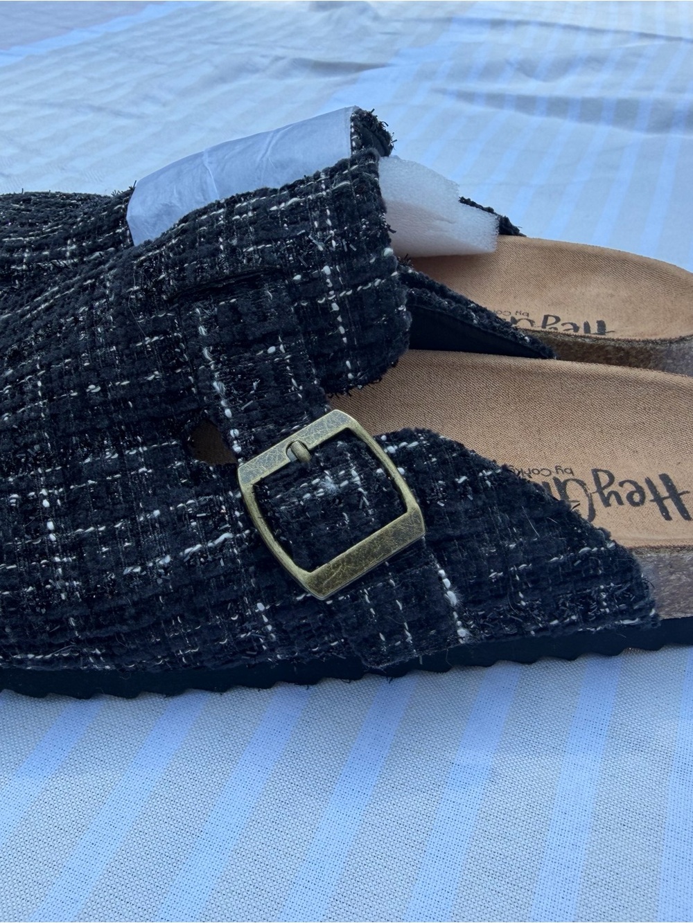 Corkys One For The Books Slip-On Clogs in Black White Tweed - NWOT Size 7 - Picture 3 of 9
